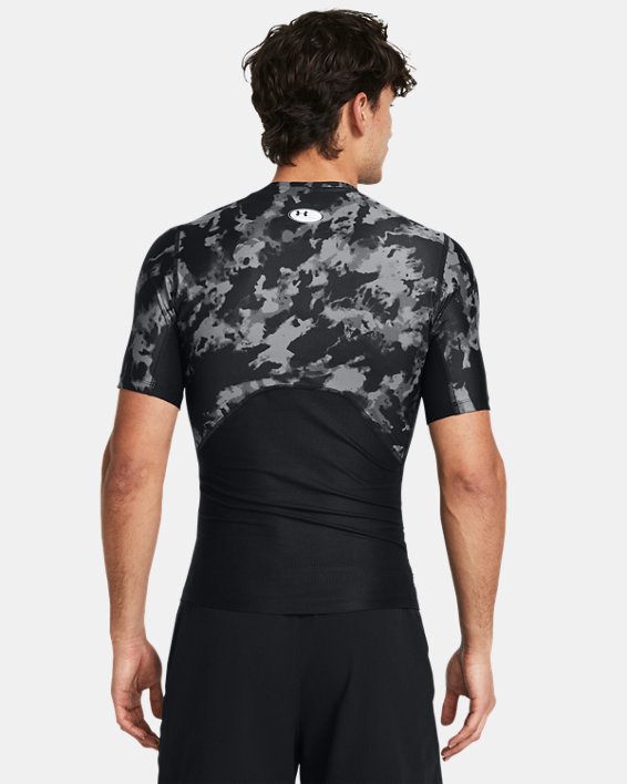 Men's HeatGear® Iso-Chill Printed Short Sleeve, Black, pdpMainDesktop image number 1